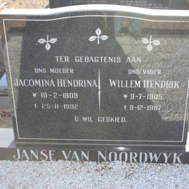 NOORDWYK Willem Hendrik, Janse van 1905-1987 &amp; Jacomina Hendrina 1909-1992