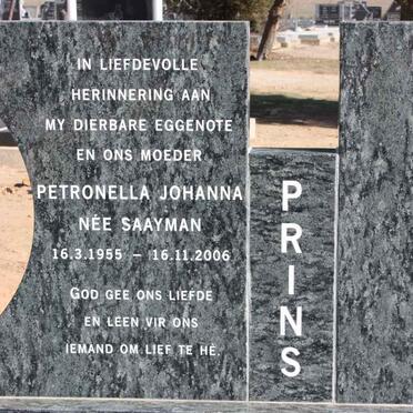 PRINS Petronella Johanna nee SAAYMAN 1955-2006