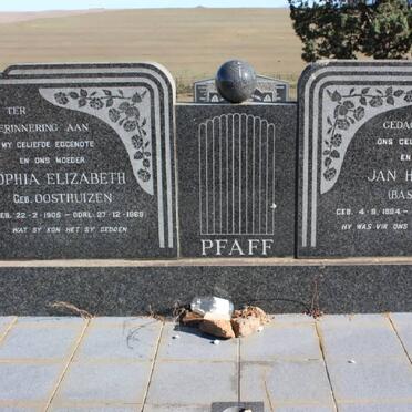PFAFF Jan Hendrik 1894-1972 &amp; Sophia Elizabeth OOSTHUIZEN 1905-1969