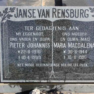 RENSBURG Pieter Johannes, Janse van 1910-1990 &amp; Maria Magdalena 1944-1996