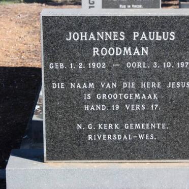 ROODMAN Johannes Paulus 1902-1973
