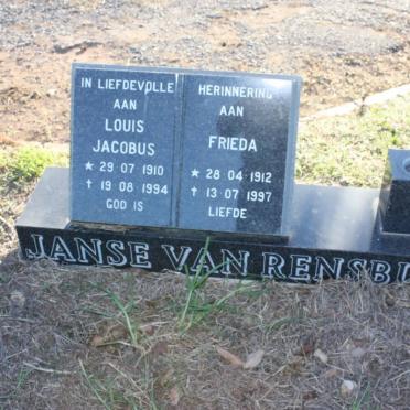 RENSBURG Louis Jacobus, Janse van 1910-1994 &amp; Frieda 1912-1997
