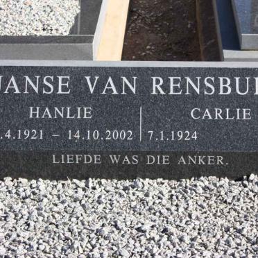 RENSBURG Hanlie, Janse van 1921-2000 :: JANSE VAN RENSBURG Carlie 1924-