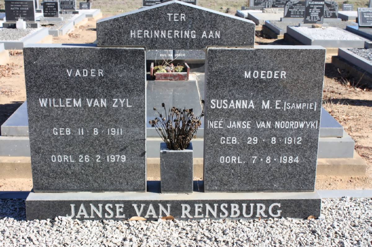 RENSBURG Willem van Zyl, Janse van 1911-1979 &amp; Susanna M.E. JANSE VAN NOORDWYK 1912-1984