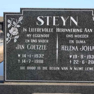 STEYN Jan Coetzee 1932-1988 &amp; Helena Johanna 1933-2003