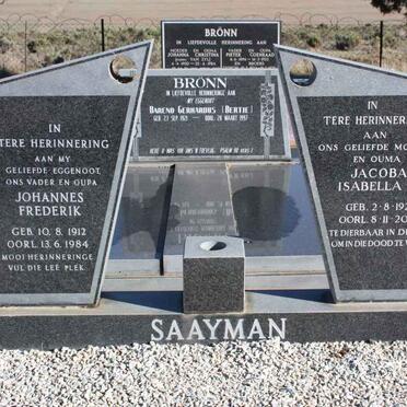 SAAYMAN Johannes Frederik 1912-1984 &amp; Jacboa Isabella H. 1924-2000
