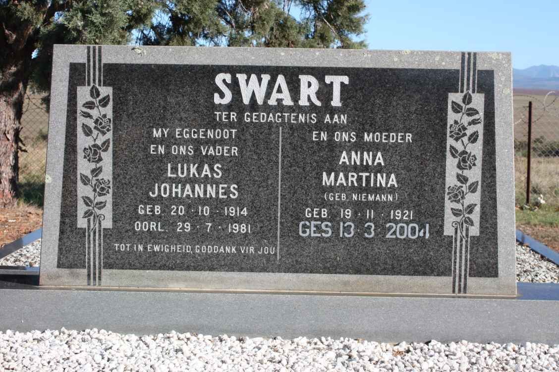 SWART Lukas Johannes 1914-1981 &amp; Anna Martina NIEMANN 1921-2004