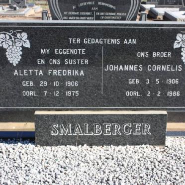 SMALBERGER Johannes Cornelis 1906-1986 &amp; Aletta Fredrika 1906-1975