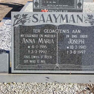 SAAYMAN Joseph 1910-1997 &amp; Anna Maria 1916-1992