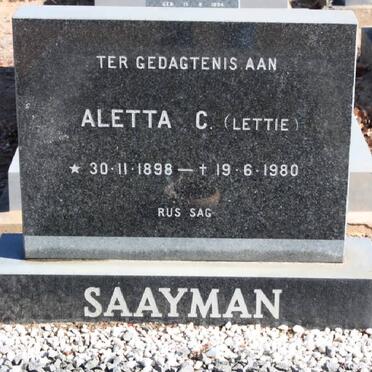 SAAYMAN Aletta C. 1898-1980