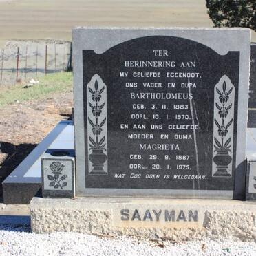 SAAYMAN Bartholomeus 1883-1970 &amp; Magrieta 1887-1975