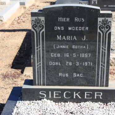 SIECKER Maria J. nee BOTHA 1897-1971