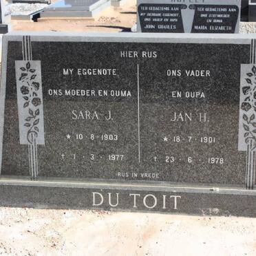 TOIT Jan H., du 1901-1978 &amp; Sara J. 1903-1977