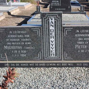 VYVER Pieter, van der 1919- &amp; Magrietha 1930-1994