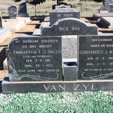 ZYL Gerhardus J.M., van 1906-1977 &amp; Emmerentia C.J. VAN RENSBURG 1911-1971
