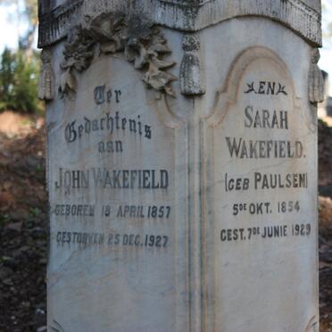 WAKEFIELD John 1857-1927 &amp; PAULSEN Sarah 1854-1929