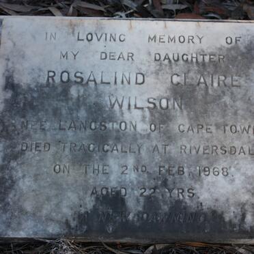 WILSON Rosalind Claire nee LANGSTON ?-1968