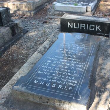 NURICK Sophie nee ARONSON  -1967 