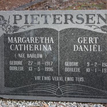 PIETERSEN Gert Daniel 1920-1991 &amp; Margaretha Catharinia BARLOW 1917-1996