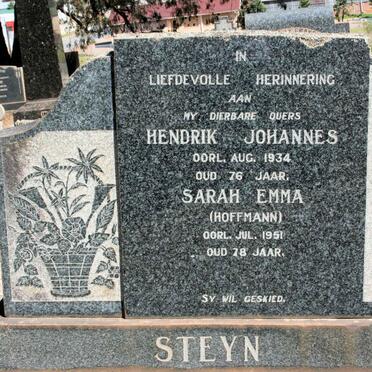 STEYN Hendrik Johannes -1934 &amp; Sarah Emma HOFFMANN -1951