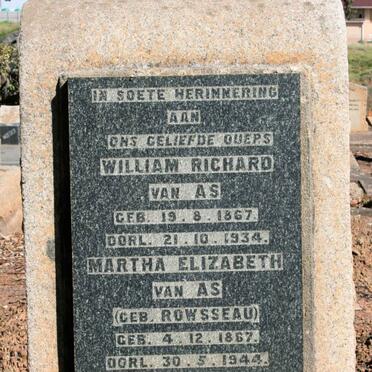 AS William Richard, van 1867-1934 &amp; Martha Elizabeth ROWSSEAU 1867-1944