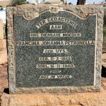 STEYN Francina Johanna Petronella neé UYS 1868-1940