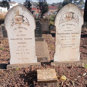 SAAYMAN Bartholomeus 1870-1940 & Margaretha Susanna NEL 1877-1953 :: SAAYMAN Frederik J. 1910-1910 :: SAAYMAN Johannes 1912-1914