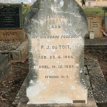 TOIT P.J., du 1884-1938