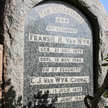 WYK Fransie H., van 1870-1940 &amp; C.J. CRONJE 1872-1942