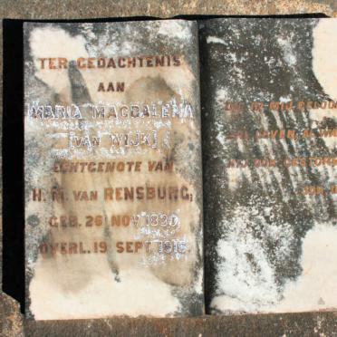 RENSBURG Maria Magdalena neé VAN WYK 1830-1916