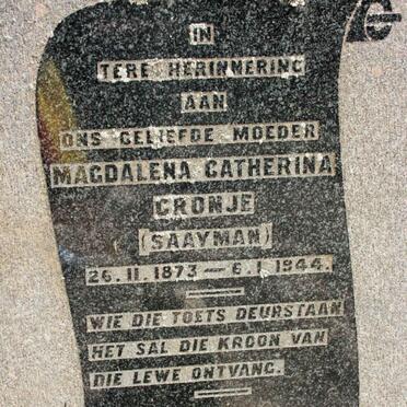 CRONJE Magdalena Catherina neé SAAYMAN 1873-1944