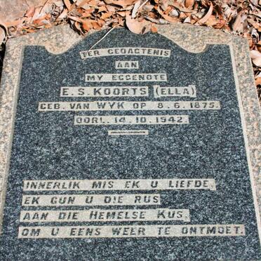 KOORTS E.S. neé VAN WYK 1875-1942