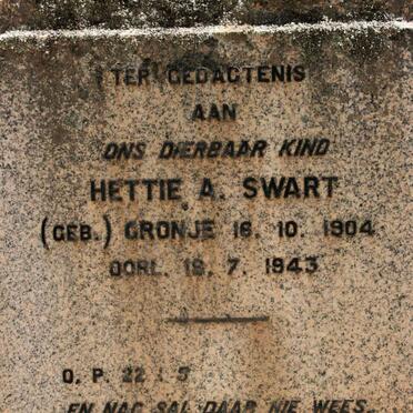 SWART Hettie A. neé CRONJE 1904-1943