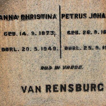 RENSBURG Petrus Johannes, van 1868-1943 &amp; Anna Christina 1873-1949