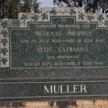 MÜLLER Nicolaas Philippus 1847-1970 &amp; Elsie Catharina SMALBERGER 1872-1949