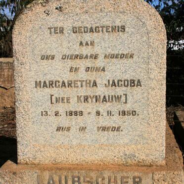 LAUBSCHER Margaretha Jacoba neé KRYNAUW 1888-1950