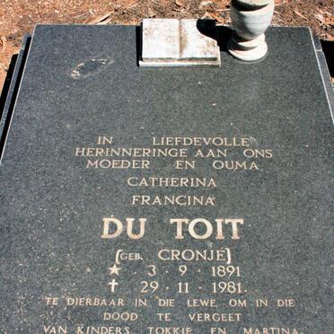 TOIT Catherina Francina, du neé CRONJE 1891-1981