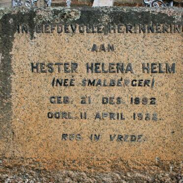 HELM Hester Helena neé SMALBERGER 1892-1922
