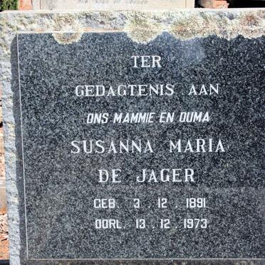 JAGER Susanna Maria, de 1891-1973