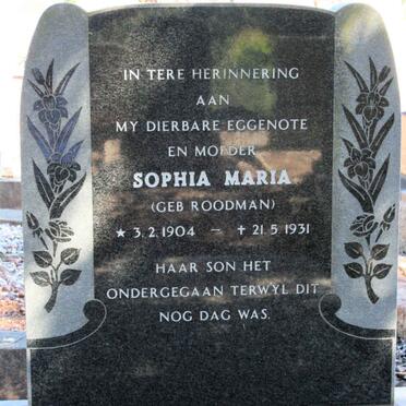PIENAAR Sophia Maria neé ROODMAN 1904-1931