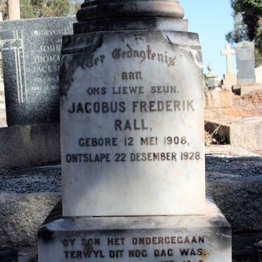 RALL Jacobus Frederik 1908-1928