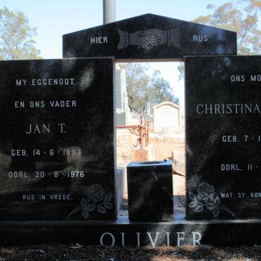 OLIVIER Jan T. 1893-1976 &amp; Christina C. 1912-1994