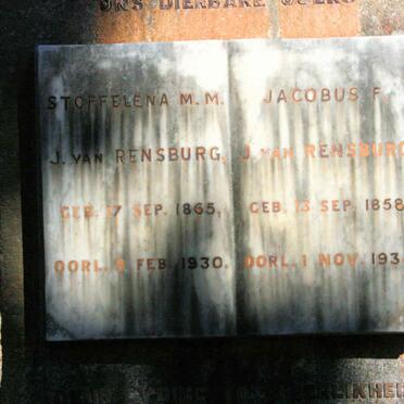 RENSBURG Jacobus F., J van 1858-1934 &amp; Stoffelena M.M. 1865-1930