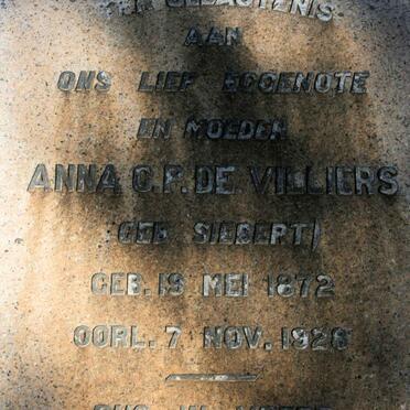 VILLIERS Anna C.P., de neé SIEBERT 1872-1928