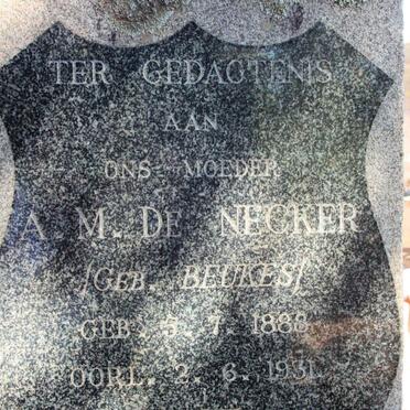 NECKER A.M., de neé BEUKES 1888-1931