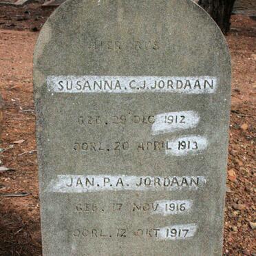 JORDAAN Jan P.A. 1916-1917 ::  JORDAAN Susanna C.J. 1912-1913