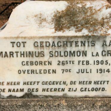 GRANGE Marthinus Soloman, la 1905-1914