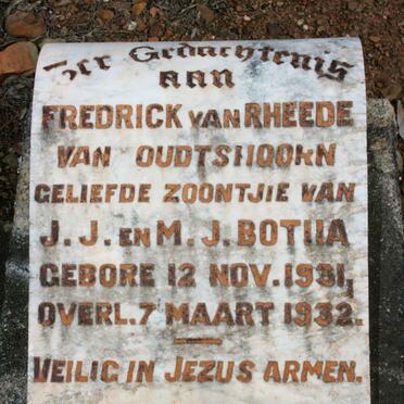 BOTHA Fredrick van Rheede Van Oudtshoorn 1931-1932