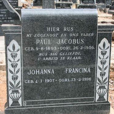 ERASMUS Paul Jacobus 1893-1956 &amp; Johanna Francina 1907-1996