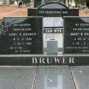 BRUWER Carel R. 1894-1987 &amp; Mary B. 1898-1978